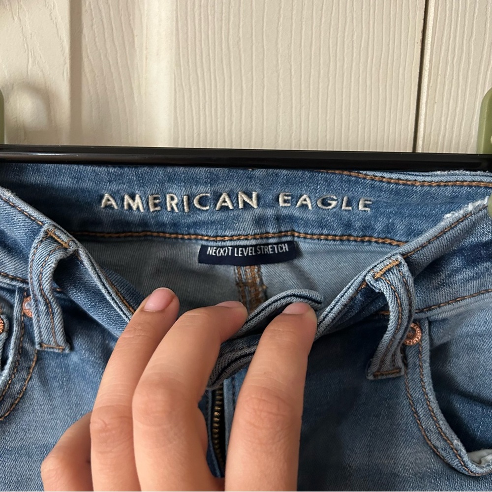 American Eagle Blue Skinny Jeans Distressed Style - Picture 2 of 7